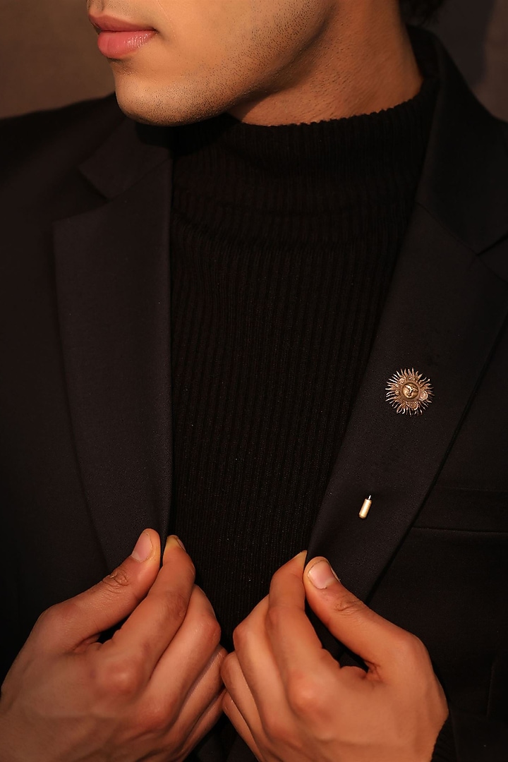 Antique Gold Brass Solis Persona Lapel Pin by Cosa Nostraa at Pernia's Pop Up Shop