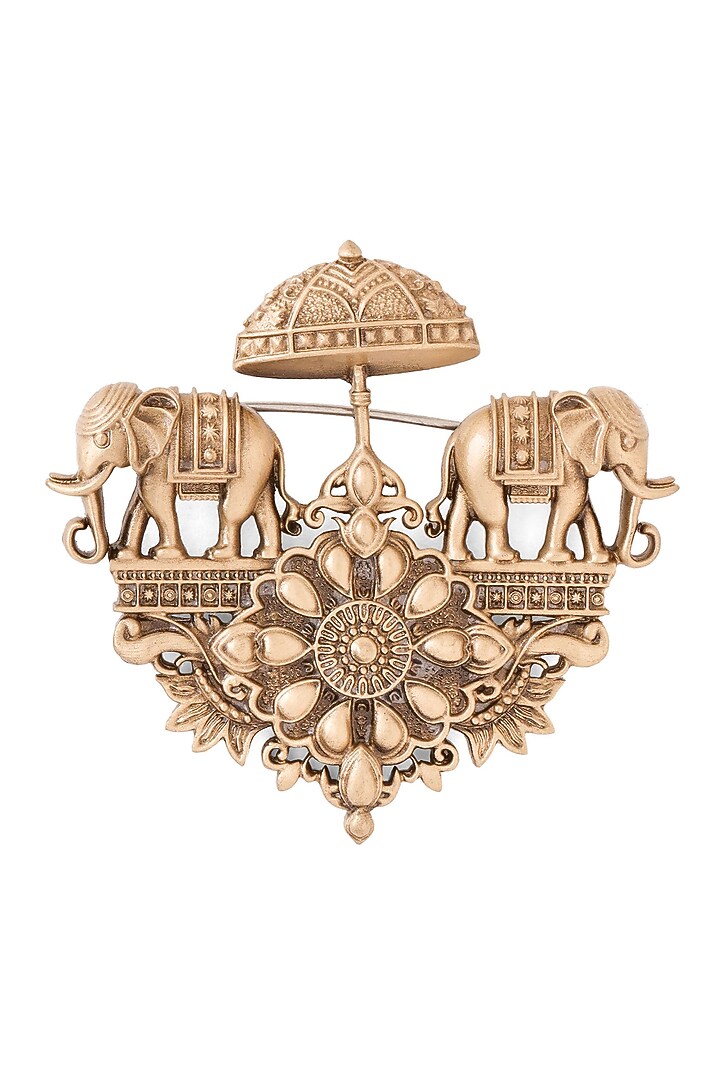 Antique Gold Brass Brooch & Buttons (Set Of 5) by Cosa Nostraa at Pernia's Pop Up Shop
