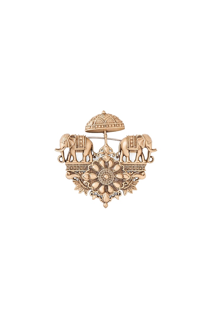 Antique Gold Brass Brooch & Buttons (Set Of 5) by Cosa Nostraa at Pernia's Pop Up Shop