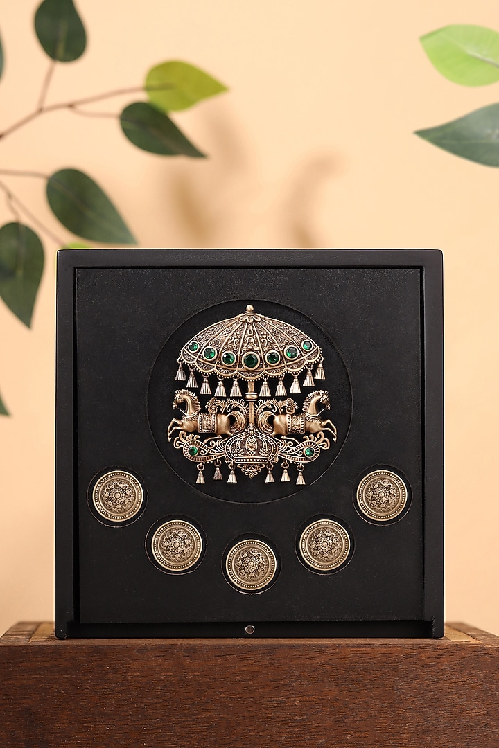 Antique Gold Brass Brooch & Buttons (Set Of 5) by Cosa Nostraa at Pernia's Pop Up Shop