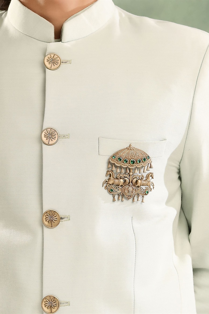 Antique Gold Brass Brooch & Buttons (Set Of 5) by Cosa Nostraa at Pernia's Pop Up Shop