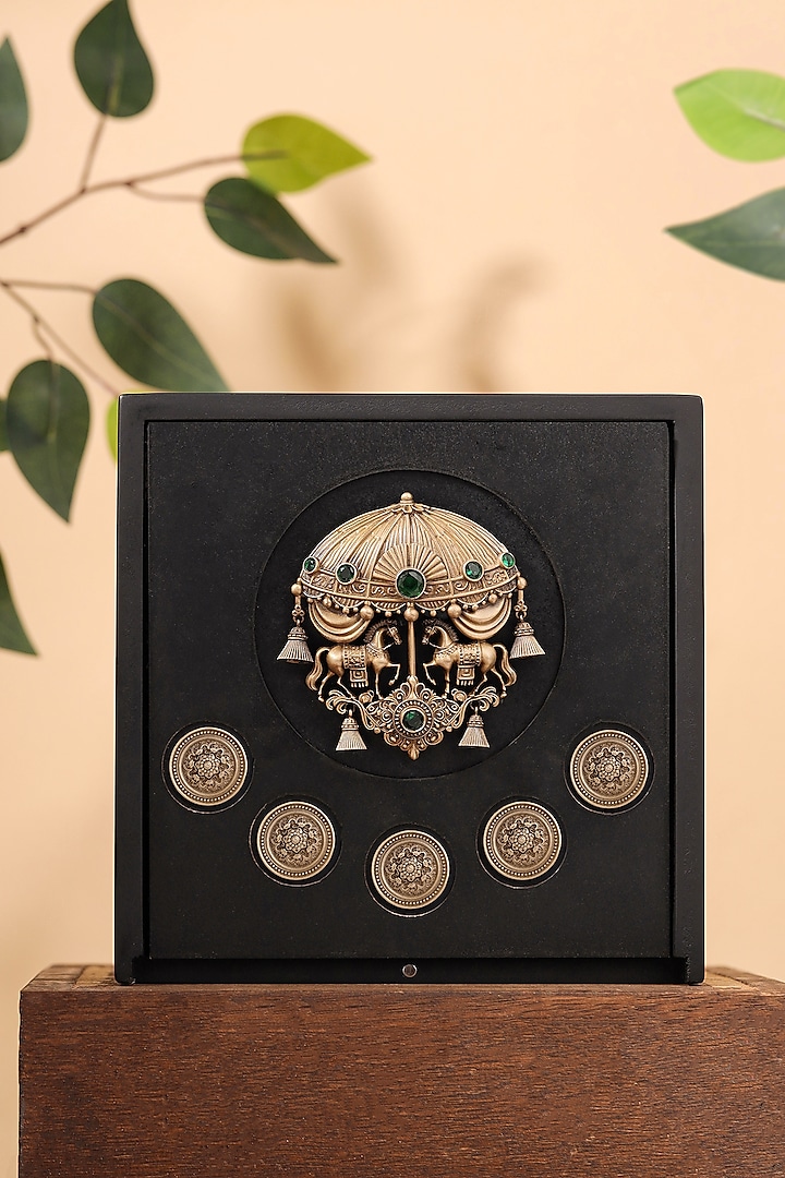 Antique Gold Brass Brooch & Buttons (Set Of 5) by Cosa Nostraa at Pernia's Pop Up Shop