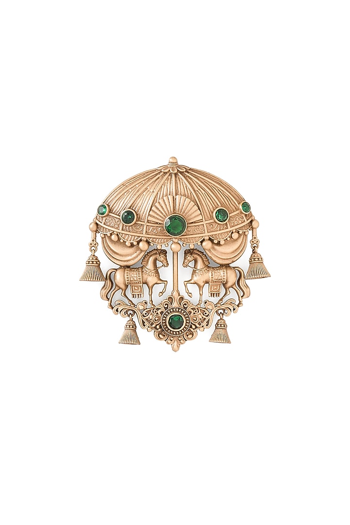 Antique Gold Brass Brooch & Buttons (Set Of 5) by Cosa Nostraa at Pernia's Pop Up Shop