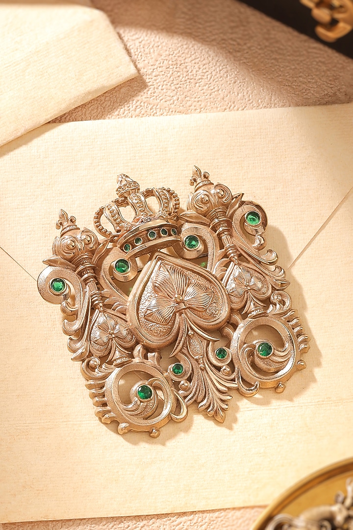 Oxidised Antique Gold Finish Brass Brooch by Cosa Nostraa at Pernia's Pop Up Shop