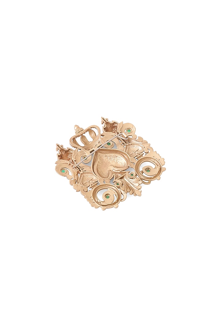 Oxidised Antique Gold Finish Brass Brooch by Cosa Nostraa at Pernia's Pop Up Shop
