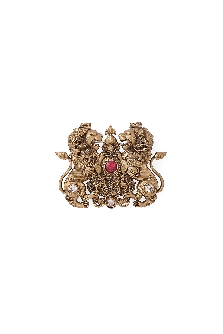 Oxidised Antique Gold Finish Brass Brooch by Cosa Nostraa at Pernia's Pop Up Shop