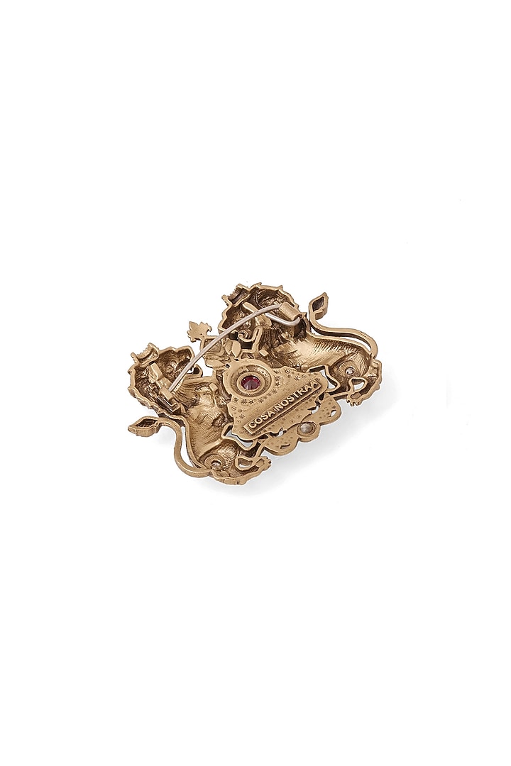 Oxidised Antique Gold Finish Brass Brooch by Cosa Nostraa at Pernia's Pop Up Shop