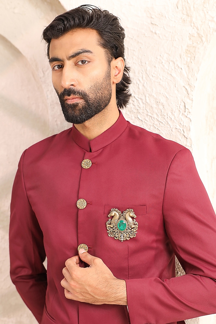 Oxidised Antique Gold Finish Brass Brooch by Cosa Nostraa at Pernia's Pop Up Shop