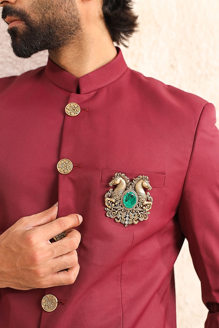 Oxidised Antique Gold Finish Brass Brooch by Cosa Nostraa at Pernia's Pop Up Shop