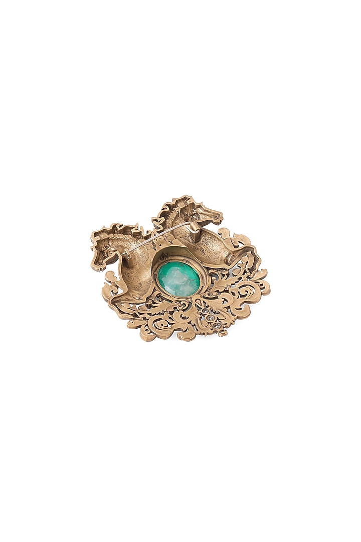 Oxidised Antique Gold Finish Brass Brooch by Cosa Nostraa at Pernia's Pop Up Shop