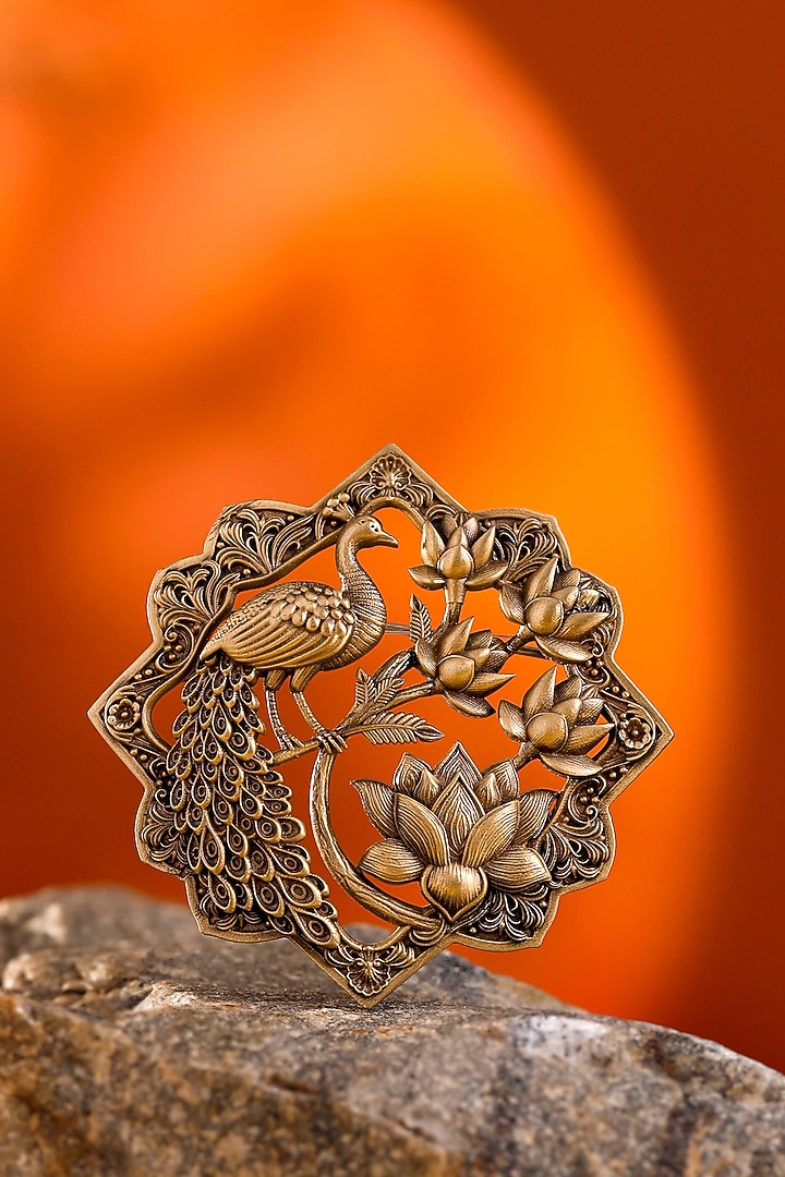Oxidised Antique Gold Brass Brooch by Cosa Nostraa at Pernia's Pop Up Shop