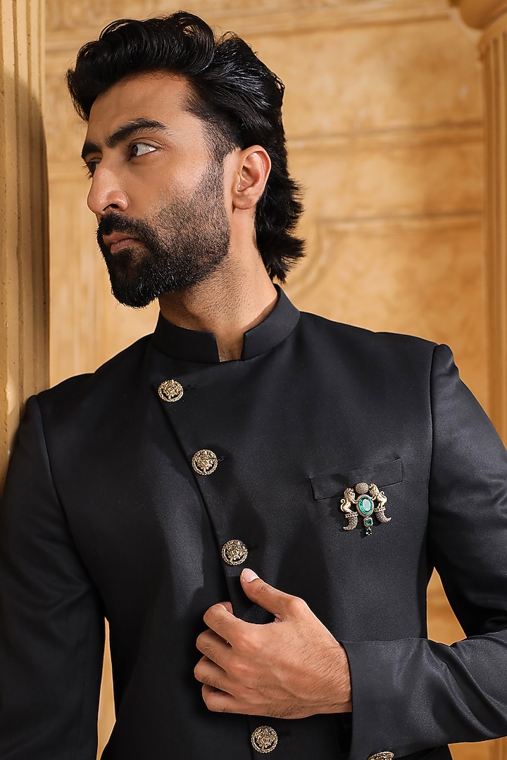 Oxidised Antique Gold Finish Brass Brooch by Cosa Nostraa at Pernia's Pop Up Shop