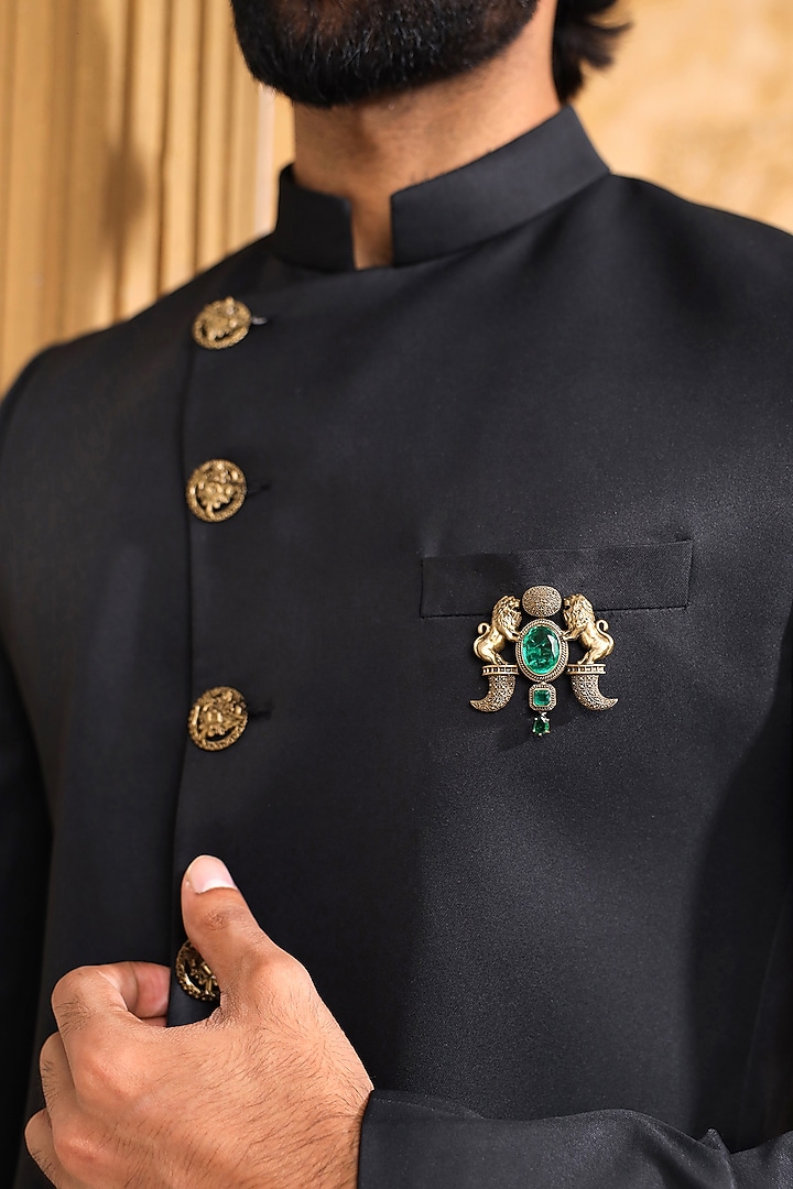 Oxidised Antique Gold Finish Brass Brooch by Cosa Nostraa at Pernia's Pop Up Shop