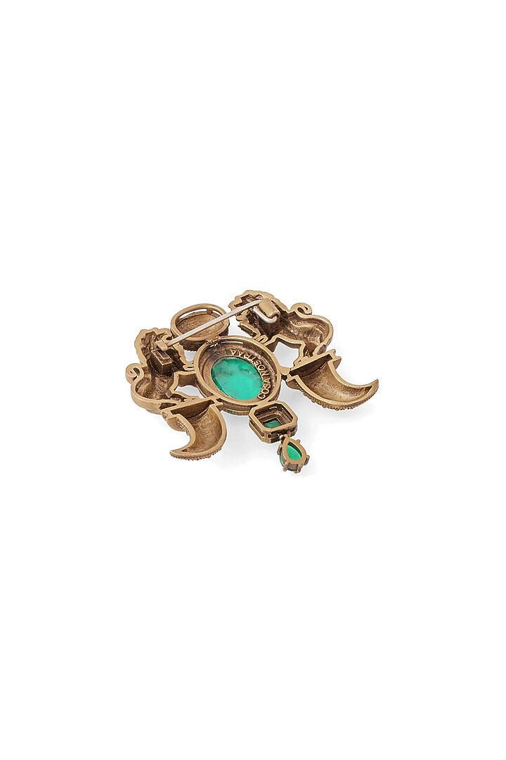 Oxidised Antique Gold Finish Brass Brooch by Cosa Nostraa at Pernia's Pop Up Shop