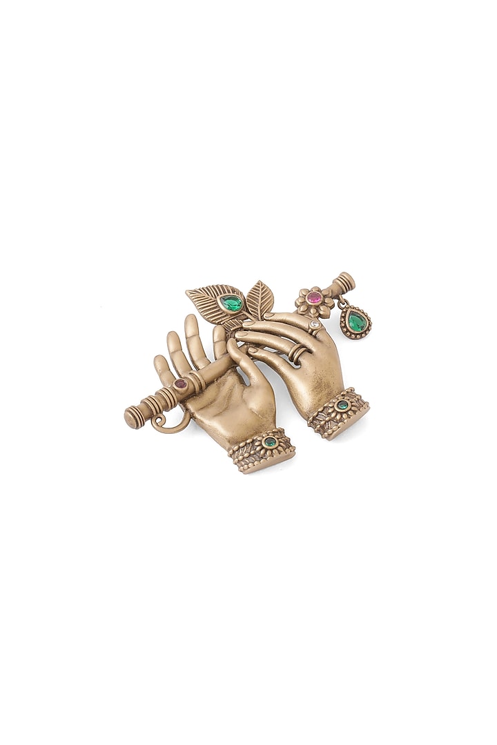 Oxidised Antique Gold Finish Brass Brooch by Cosa Nostraa at Pernia's Pop Up Shop