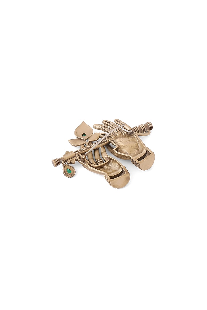 Oxidised Antique Gold Finish Brass Brooch by Cosa Nostraa at Pernia's Pop Up Shop