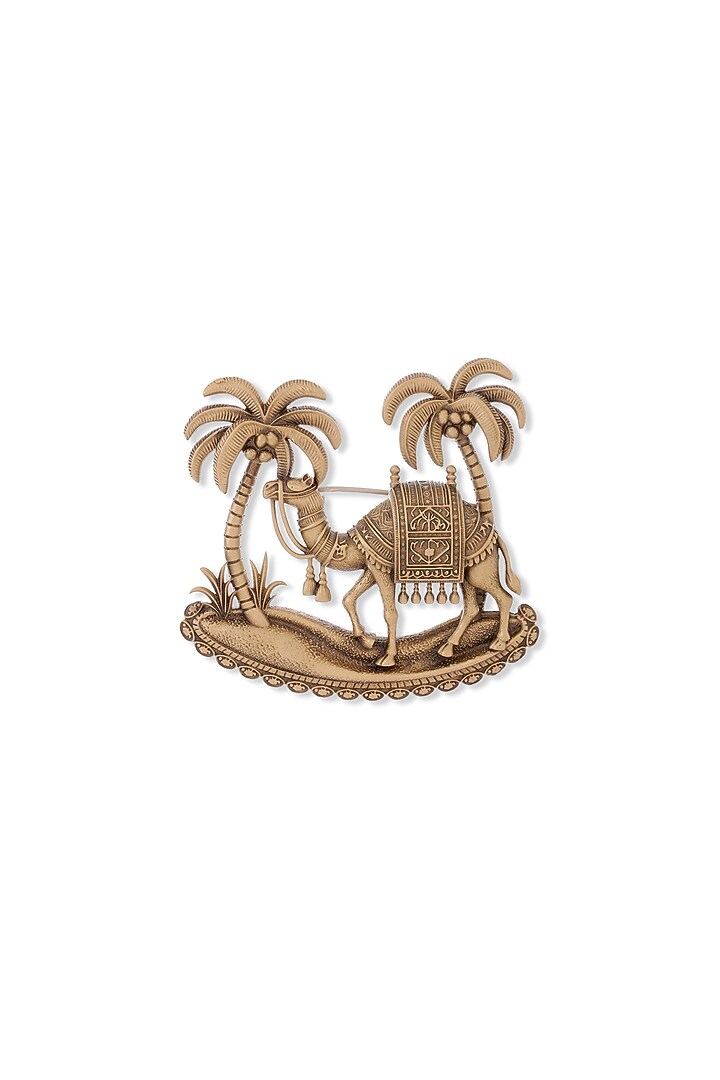 Oxidised Antique Gold Finish Brass Brooch by Cosa Nostraa at Pernia's Pop Up Shop