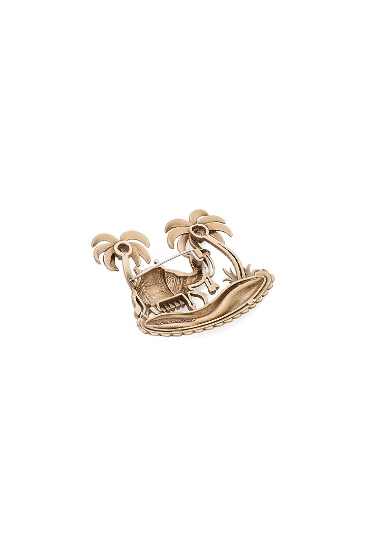 Oxidised Antique Gold Finish Brass Brooch by Cosa Nostraa at Pernia's Pop Up Shop