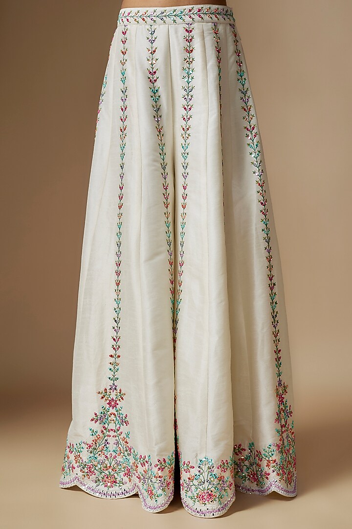 Ivory Dupion Silk Flared Pant Set by Chamee and Palak at Pernia's Pop Up Shop