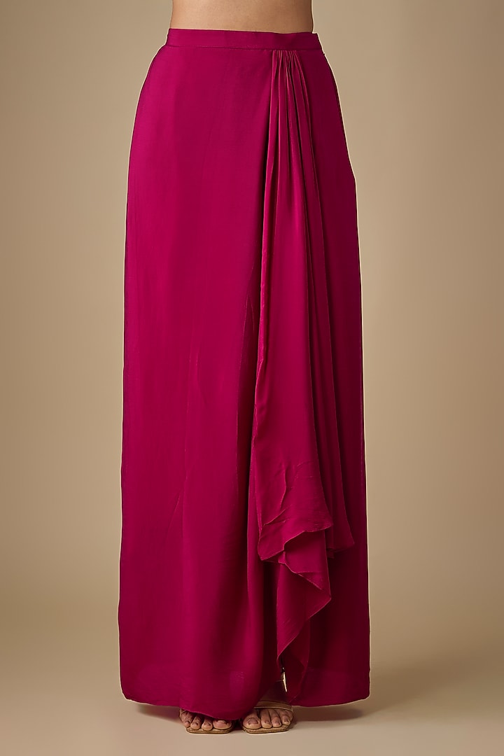 Maroon Crepe & Raw Silk Zardosi Embellished Jacket Set by Chamee and Palak at Pernia's Pop Up Shop