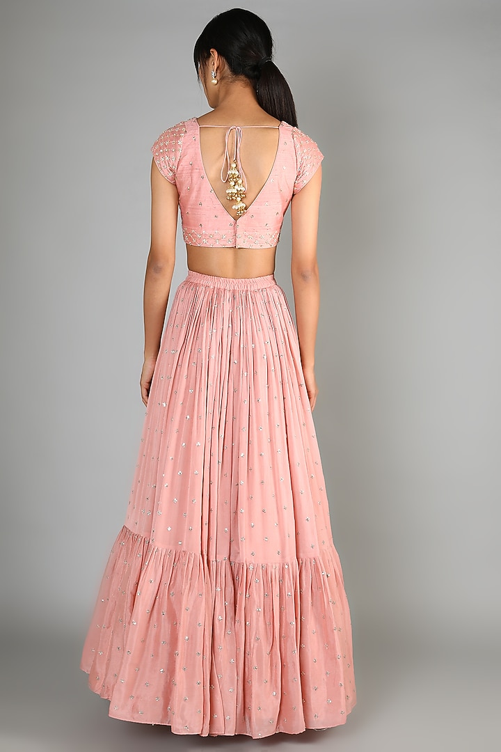 Dusty Pink Embroidered Wedding Lehenga Set by Chamee and Palak at Pernia's Pop Up Shop
