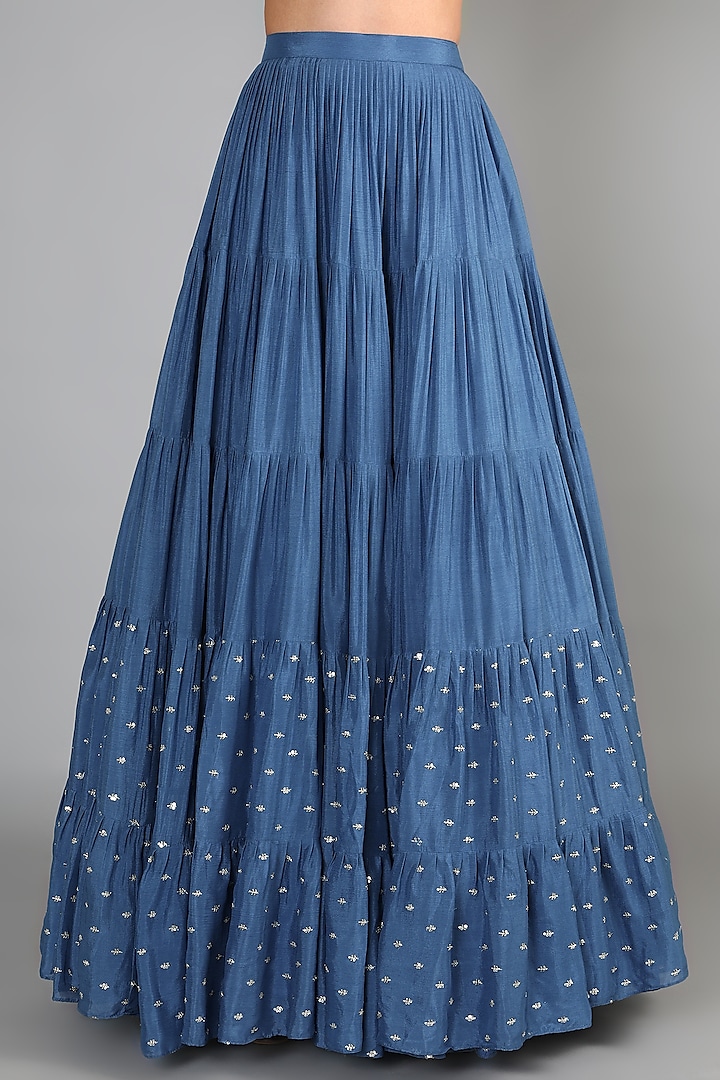 Tara Blue Embroidered Wedding Lehenga Set by Chamee and Palak at Pernia's Pop Up Shop
