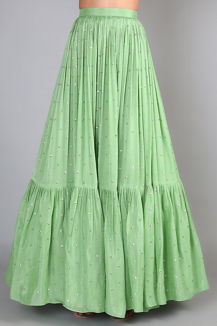 Green Embroidered Wedding Lehenga Set by Chamee and Palak at Pernia's Pop Up Shop