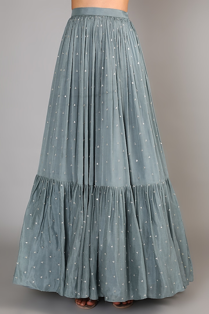 Grey Embroidered Wedding Lehenga Set by Chamee and Palak at Pernia's Pop Up Shop