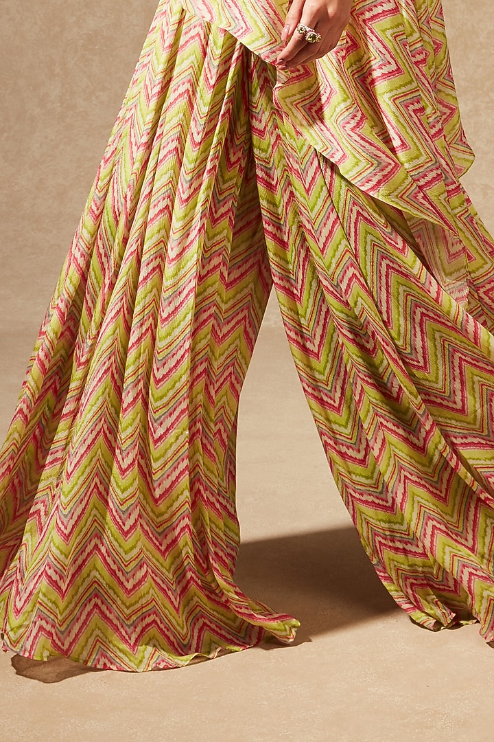 Beige Printed & Embroidered Pant Set by Chamee and Palak at Pernia's Pop Up Shop