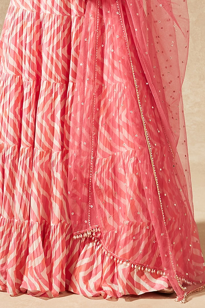 Pink Chevron Printed Wedding Lehenga Set by Chamee and Palak at Pernia's Pop Up Shop