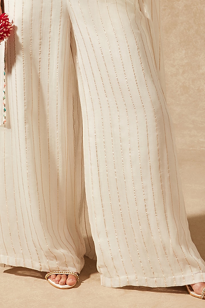 White Georgette Pant Set by Chamee and Palak at Pernia's Pop Up Shop