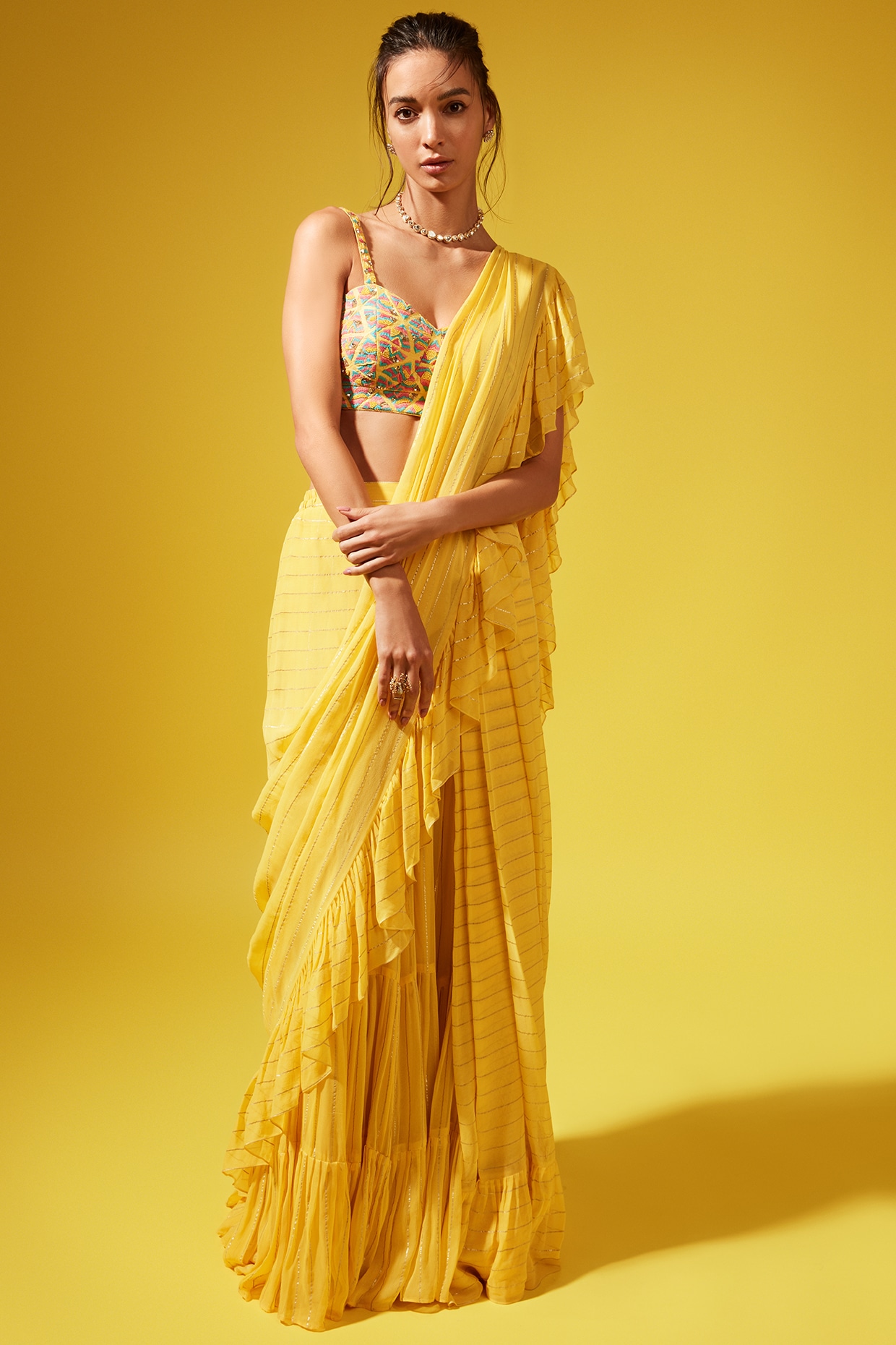 Ruffle saree - Ruffle sarees online Collection USA, UK