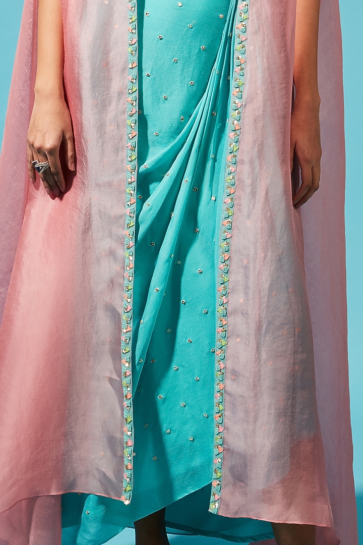 Sky Blue Georgette Skirt Set by Chamee and Palak at Pernia's Pop Up Shop