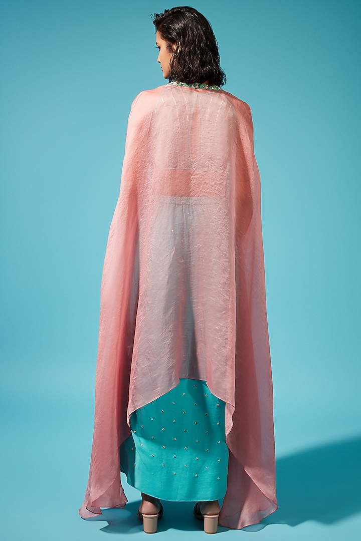 Sky Blue Georgette Skirt Set by Chamee and Palak at Pernia's Pop Up Shop