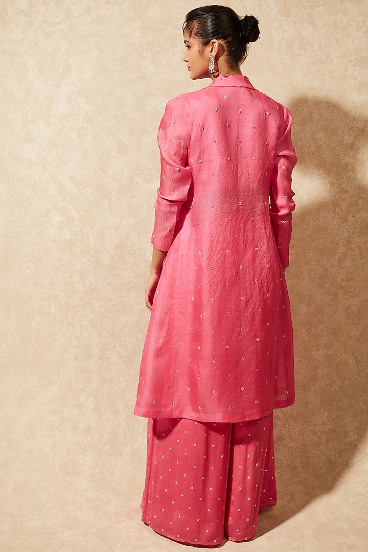 French Pink Organza Jacket Set by Chamee and Palak at Pernia's Pop Up Shop