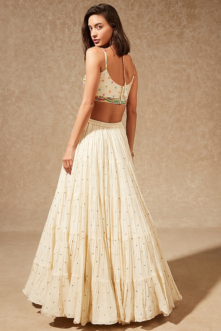 Off White Georgette Wedding Lehenga Set by Chamee and Palak at Pernia's Pop Up Shop