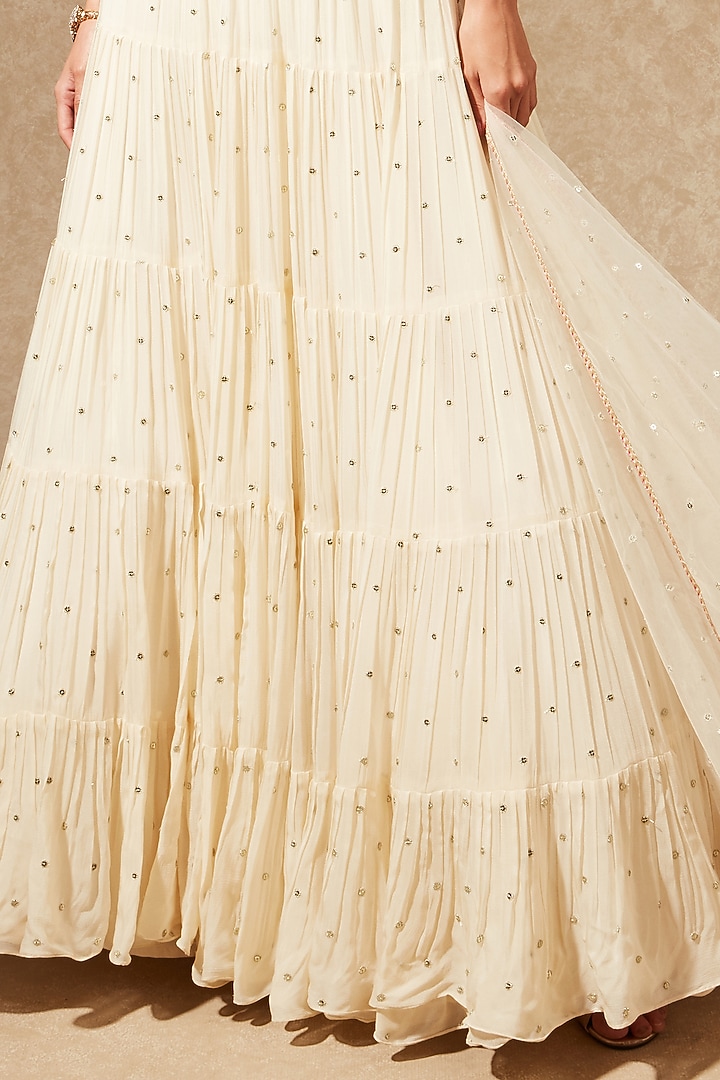 Off White Georgette Wedding Lehenga Set by Chamee and Palak at Pernia's Pop Up Shop