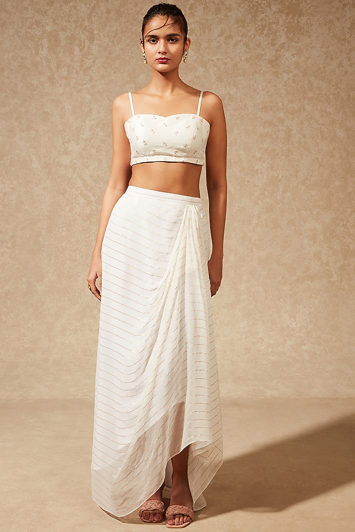 Ivory Embroidered Jacket Set by Chamee and Palak at Pernia's Pop Up Shop