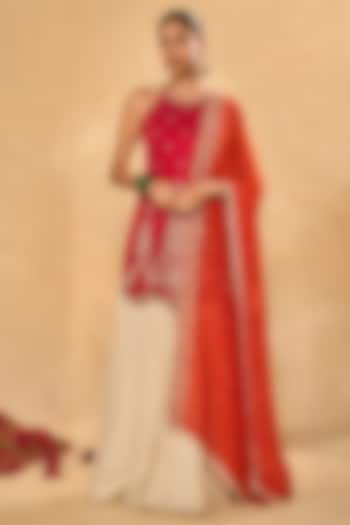 Ivory Tissue Jamawar Wedding Sharara Set by Chamee and Palak at Pernia's Pop Up Shop