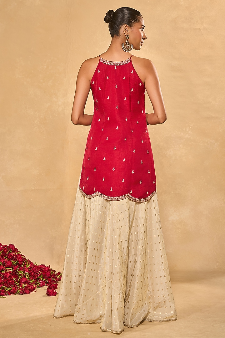 Ivory Tissue Jamawar Wedding Sharara Set by Chamee and Palak at Pernia's Pop Up Shop