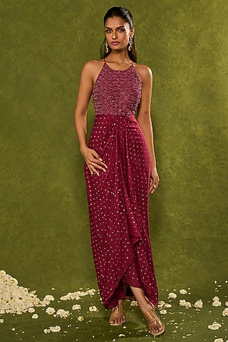 Buy Red Satin Cowl Neck Dress for Women Online from India's Luxury  Designers 2026