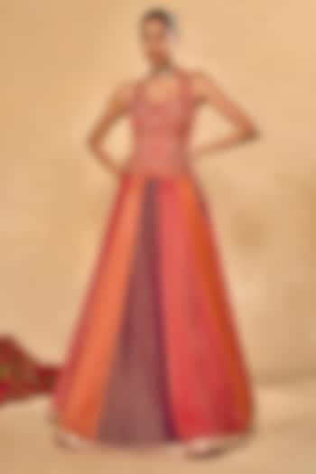 Multi-Colored Tissue Jamawar Wedding Lehenga Set by Chamee and Palak at Pernia's Pop Up Shop