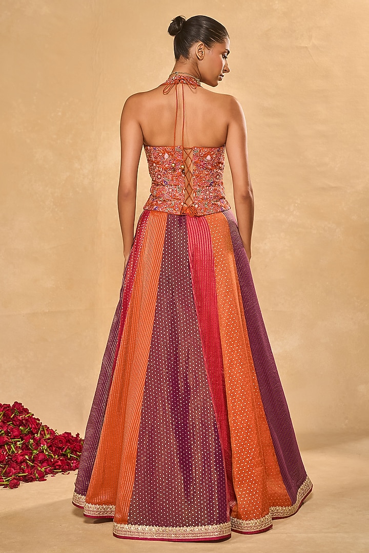 Multi-Colored Tissue Jamawar Wedding Lehenga Set by Chamee and Palak at Pernia's Pop Up Shop