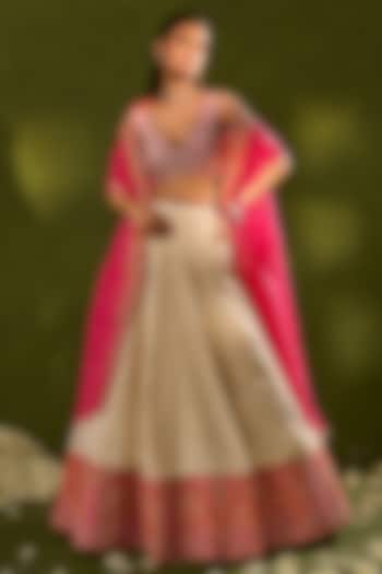 Ivory Tissue Jamawar Zari Wedding Lehenga Set by Chamee and Palak at Pernia's Pop Up Shop