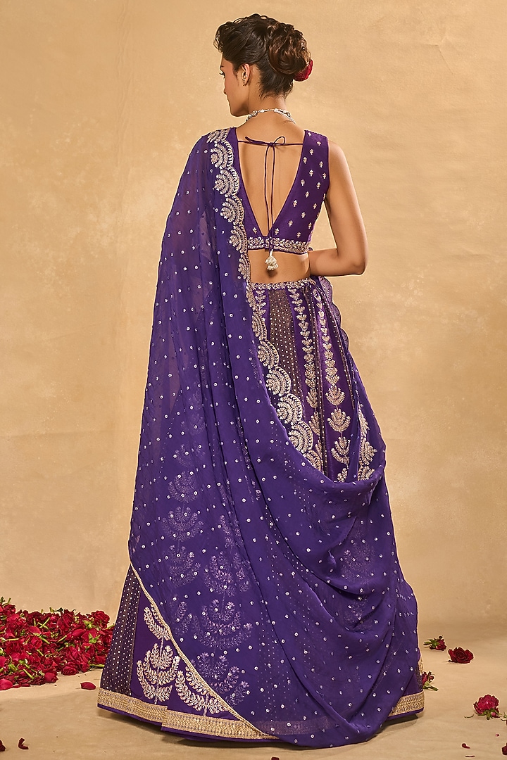 Purple Tissue Jamawar Zari Wedding Lehenga Set by Chamee and Palak at Pernia's Pop Up Shop