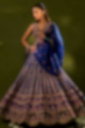 Blue & Green Soft Silk Kalidar Bridal Lehenga Set by Chamee and Palak at Pernia's Pop Up Shop