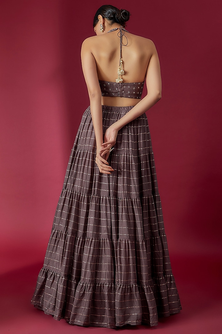 Purple Georgette Wedding Lehenga Set by Chamee and Palak at Pernia's Pop Up Shop