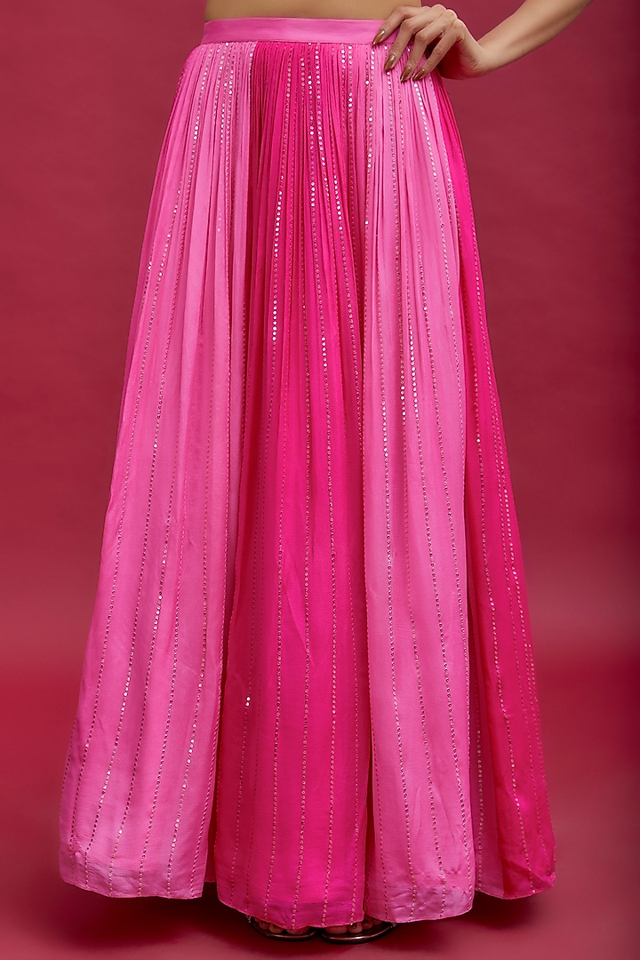 Pink Georgette Wedding Lehenga Set by Chamee and Palak at Pernia's Pop Up Shop