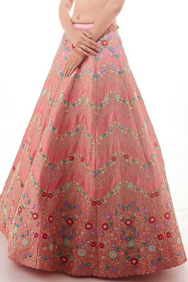 Sea Pink Embroidered Bridal Lehenga Set by Chamee and Palak at Pernia's Pop Up Shop