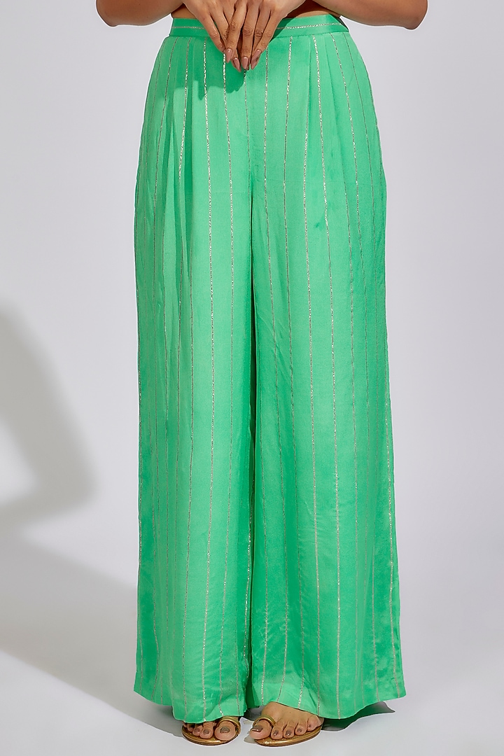 Sea Green Organza Embellished Jacket Set by Chamee and Palak at Pernia's Pop Up Shop